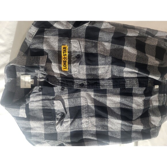 American Eagle MENS Unique Top Gun  Flannel Shirt Black And Grey - Picture 4 of 10